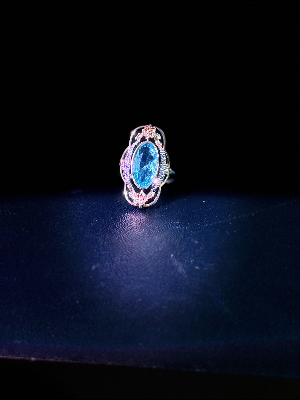 Blue Oval Gemstone Filigree Ring - Women Jewelry